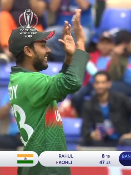 CWC19 WU10: Ban v Ind – Kohli falls to Saifuddin for 47