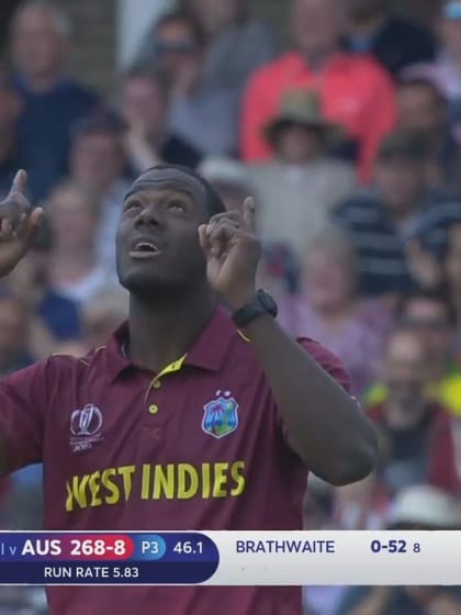 CWC19: AUS v WI - Brathwaite has Cummins caught