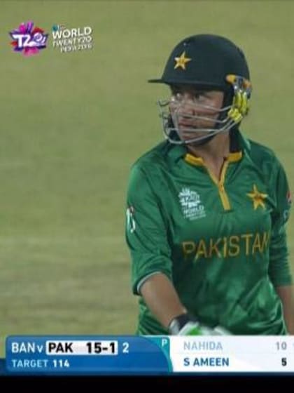 Nahida Khan Wicket Fall PAK V BAN Video ICC Womens WT20 2016