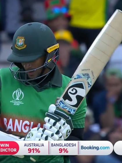 CWC19: AUS v BAN - Shakib is caught at mid-off via a leading edge