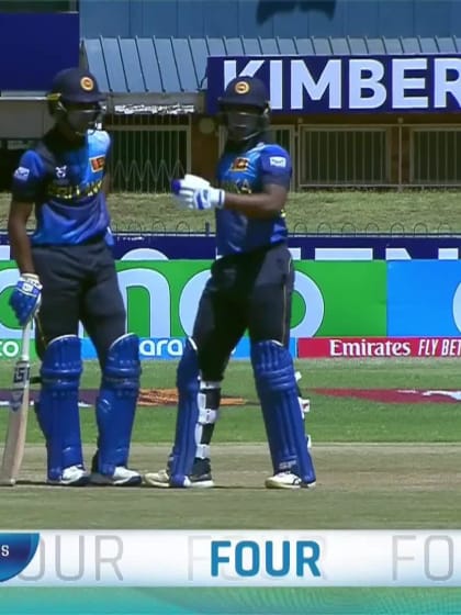 Sineth Jayawardene with a Four vs. West Indies