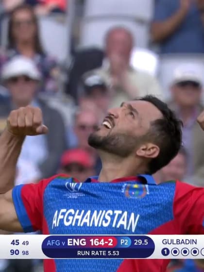 CWC19: ENG v AFG - Gulbadin takes a magnificent return catch 