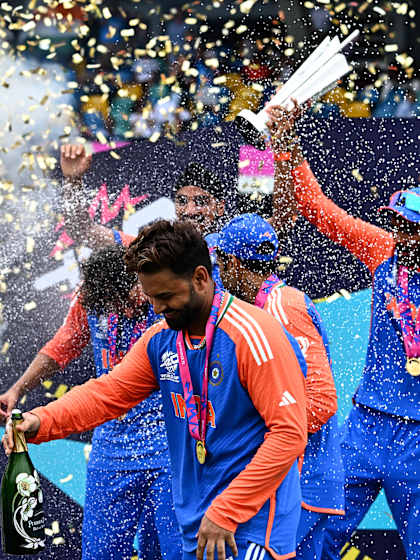 India celebrate winning the ICC Men's T20 World Cup 2024