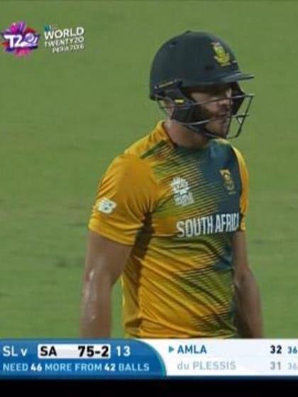 Faf du Plessis Wicket Fall SA V SL Video ICC WT20 2016