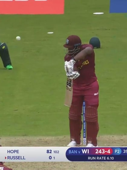 CWC19: WI v BAN - Mustafizur has Andre Russell caught behind for a duck