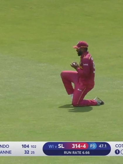 CWC19: SL v WI - Avishka Fernando is caught in the deep for 104