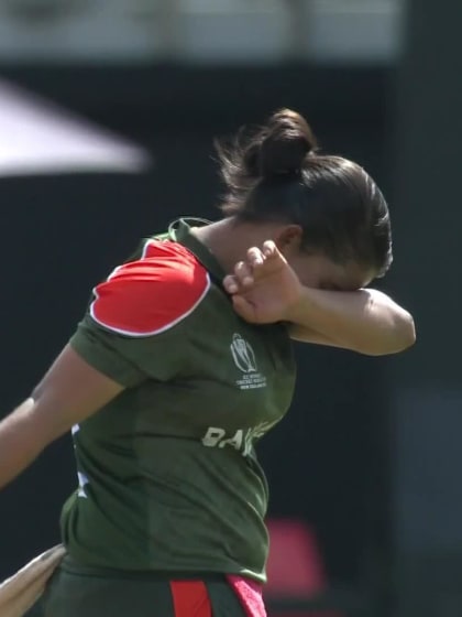 WICKET: Mandhana pulls straight to a fielder