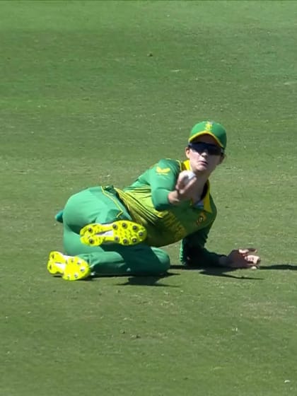 WICKET: Wyatt falls to a sharp catch