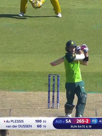 CWC19: AUS v SA - Du Plessis is caught at third man after reaching century  