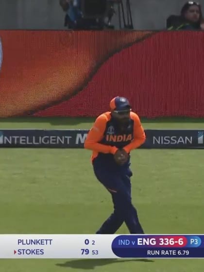 CWC19: ENG v IND - Ben Stokes is caught at fine-leg for 79