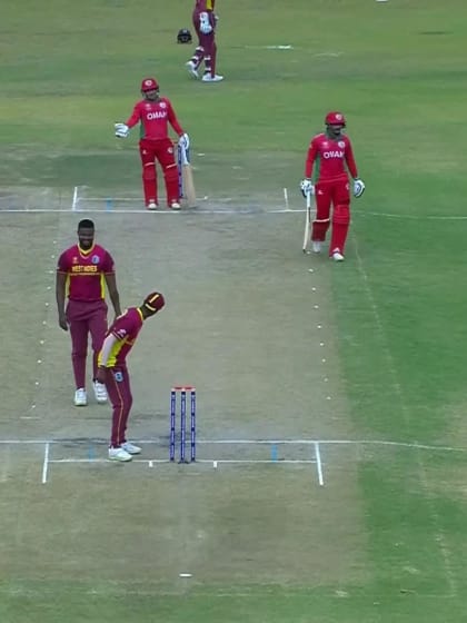 Shoaib Khan - Wicket - West Indies vs Oman
