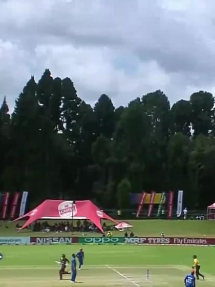 Dawlat Zadran claims the wicket of Carlos Brathwaite for 14