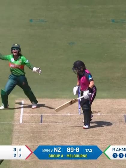 WT20WC: NZ v Ban – Leigh Kasperek gets caught behind 