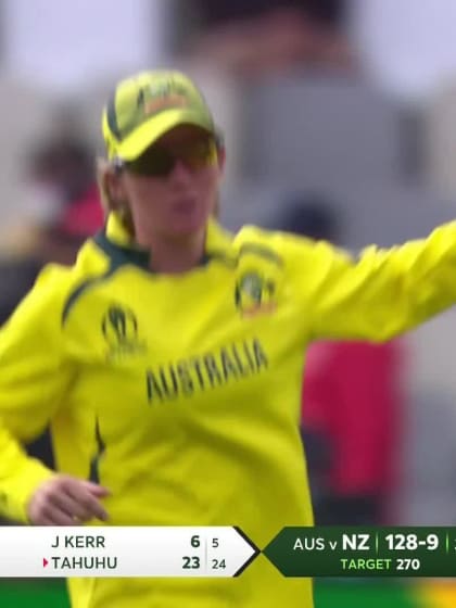 WICKET: Tahuhu hits out but is caught