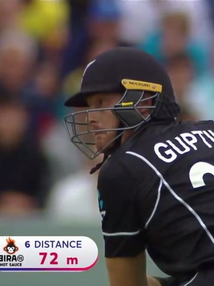 CWC19 Final: NZ v ENG – Guptill hits for six over third man