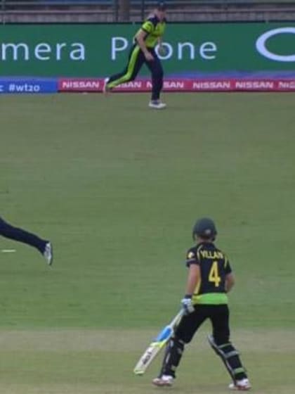 Isobel Joyce clings on to a brilliant diving catch