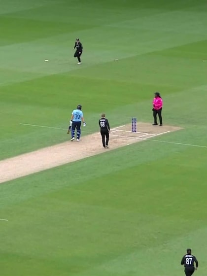 Wicket: Halliday claims the wicket of Amy Jones