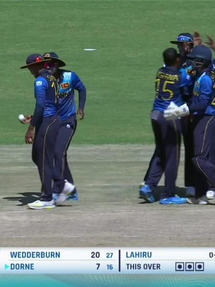 Vishwa Lahiru with a Caught Out vs. West Indies