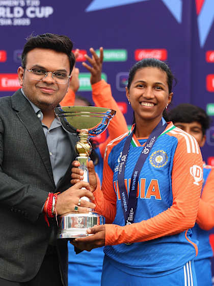 ICC Chairman Mr. Jay Shah presenting the ICC U19 Women’s T20 World Cup 2025 trophy