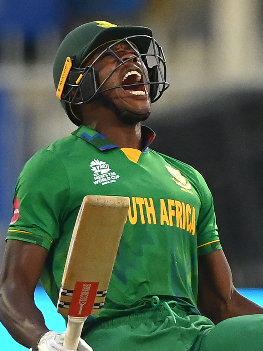 Kagiso Rabada of South Africa celebrates following the ICC Men's T20 World Cup match between South Africa and Sri Lanka 1920x1080