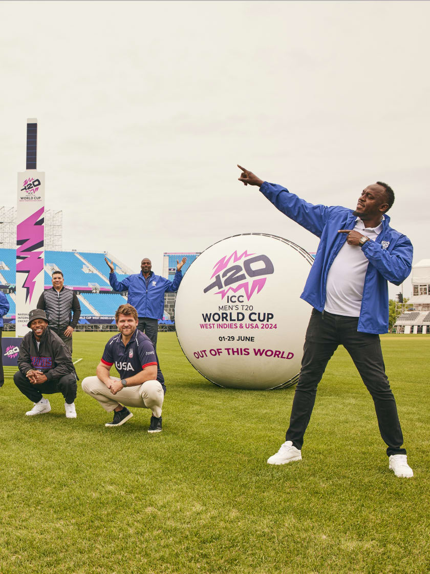 Usain Bolt joined by multiple sports stars for first look at Nassau County International Cricket Stadium
